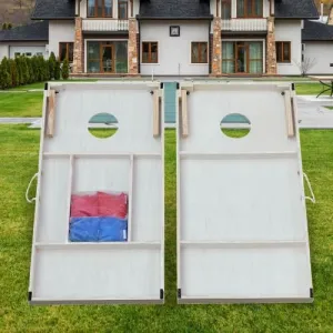Wooden Cornhole Boards Set 4 x 2'', Portable Outdoor Yard Cornhole Game with 2 Wooden Cornhole Boards 8 Corn Hole Toss Bags and Bean Bags for Kids Adult (Set of 2)