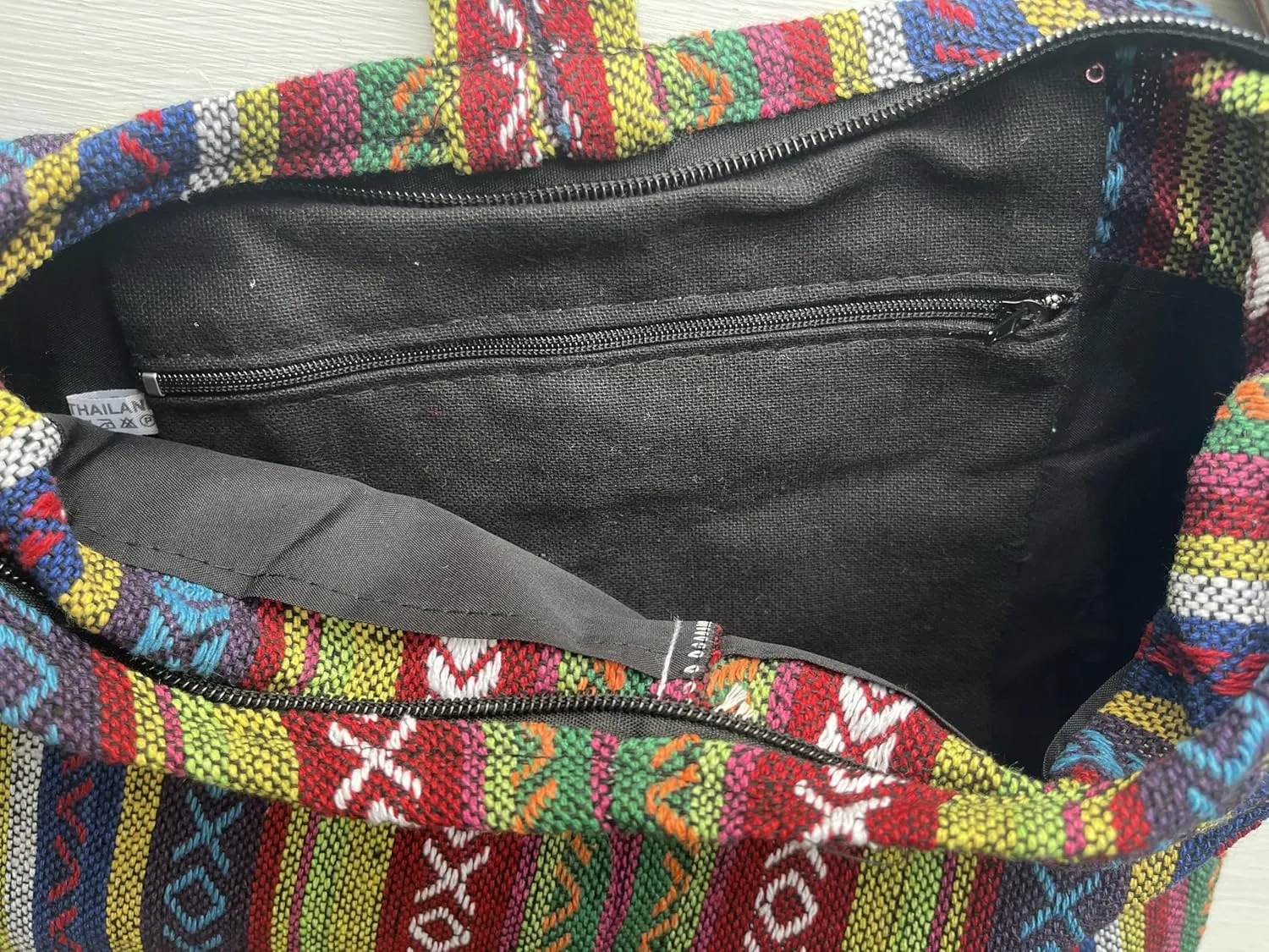 Woven Hippie Crossbody - Hobo Sling Shoulder Bag - Thai Cotton Boho Messenger Purse - Medium
