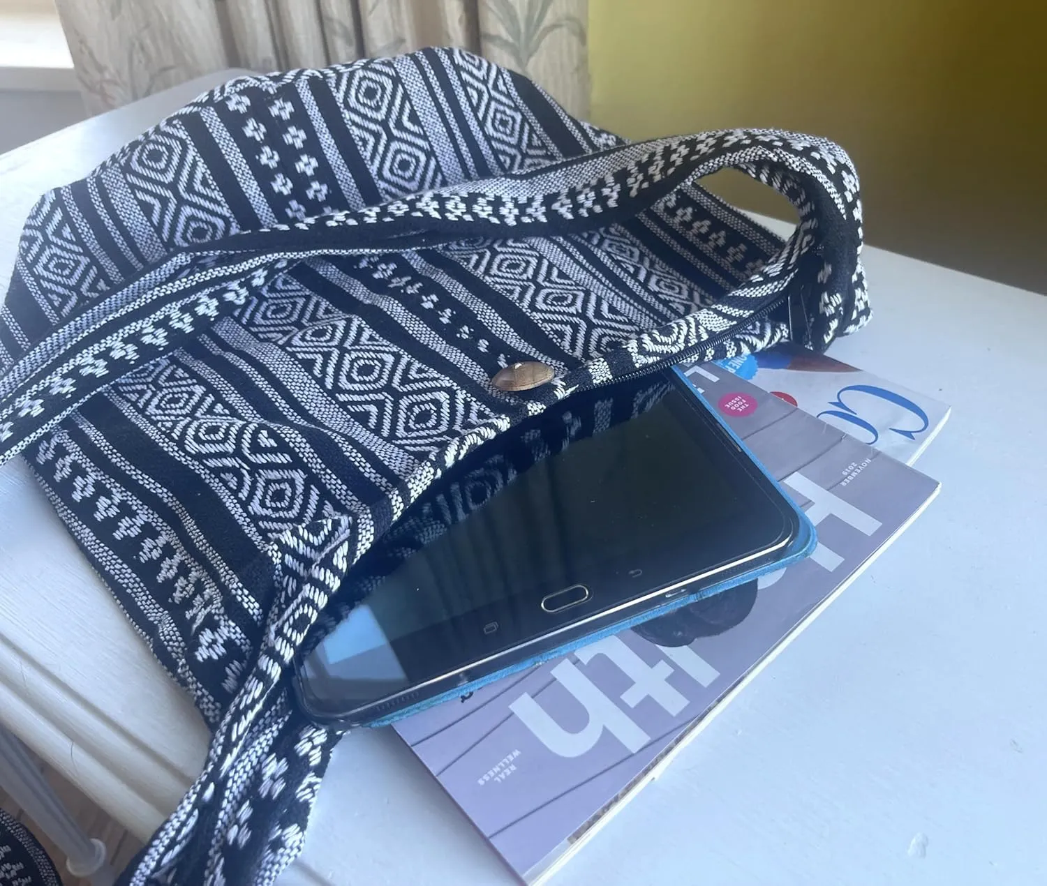 Woven Hippie Crossbody - Hobo Sling Shoulder Bag - Thai Cotton Boho Messenger Purse - Medium