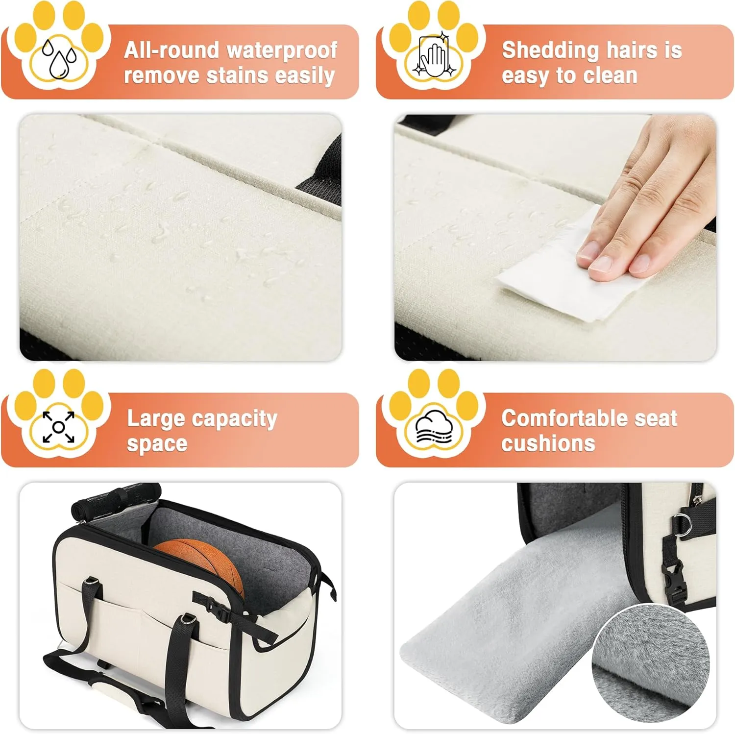 WOYYHO 18 lbs Console Dog Car Seat Luxury Center Console (Width >9in) Dog Car Bed Carseat with Soft Cushion and Safety Belt, Easy Install Stable No Shaking, Waterproof Anti-Slip PU Leather