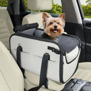 WOYYHO 18 lbs Console Dog Car Seat Luxury Center Console (Width >9in) Dog Car Bed Carseat with Soft Cushion and Safety Belt, Easy Install Stable No Shaking, Waterproof Anti-Slip PU Leather