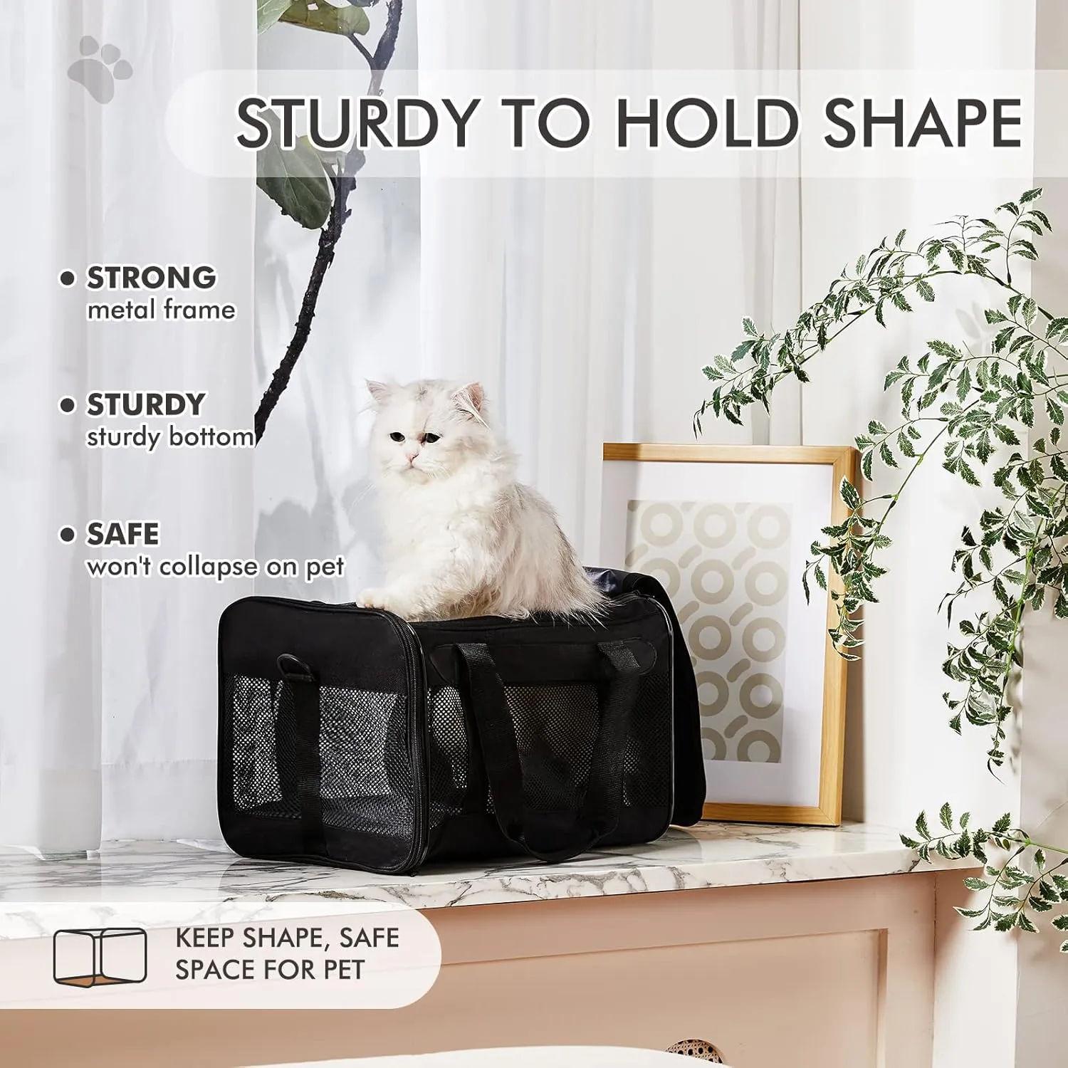 X-ZONE PET Cat Carrier Dog Carrying Case for Pets Up to 15 Lbs, Airline Approved Travel Puppy Bag, with Removable Fleece Pad 17x11x11 Inches Black