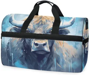 Yak Cattle 1 Travel Duffel Bag Luggage Sports Gym Bags With Shoes Compartment Large Capacity Lightweight Duffle Bag For Men Women