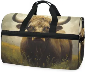 Yak Cattle 2 Travel Duffel Bag Luggage Sports Gym Bags With Shoes Compartment Large Capacity Lightweight Duffle Bag For Men Women