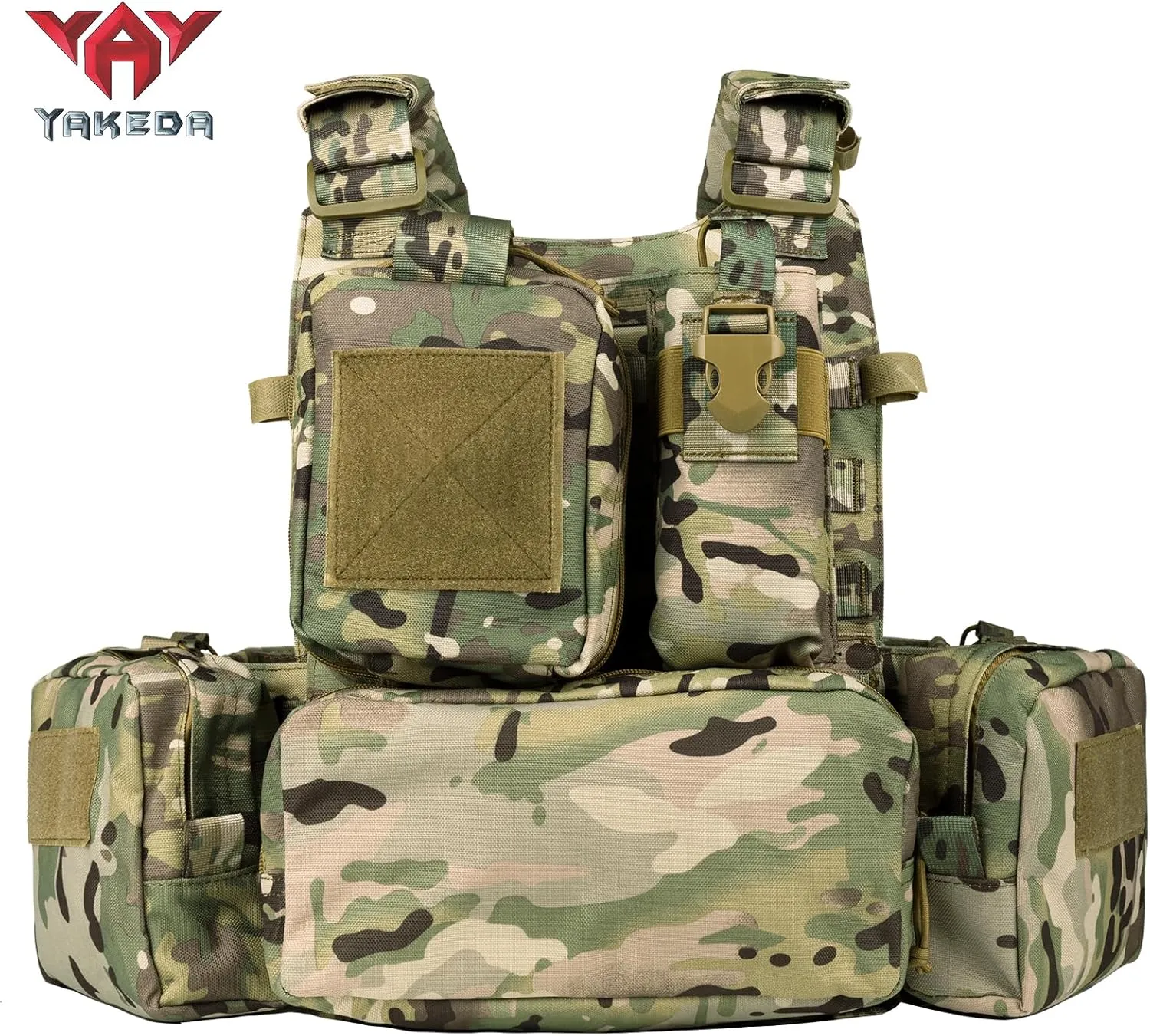 YAKEDA Tactical Training Vest with PALS System - Multi-Pocket Adjustable Straps Quick-Release Buckle for Hunting