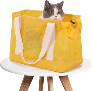 Yakuss Cat Carrier Tote Bag for Small Dog with Locking Safety Zippers Adjustable Side Opening Collapsible Portable Lightweight Travel Puppy Carrier, Small Dog Soft Sided