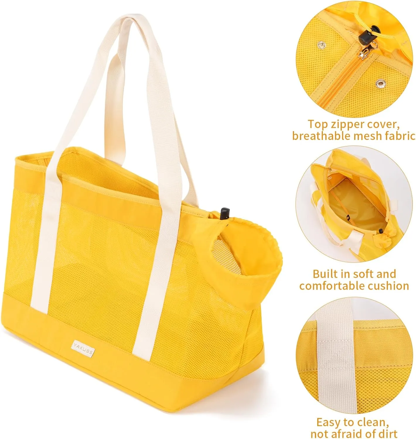 Yakuss Cat Carrier Tote Bag for Small Dog with Locking Safety Zippers Adjustable Side Opening Collapsible Portable Lightweight Travel Puppy Carrier, Small Dog Soft Sided