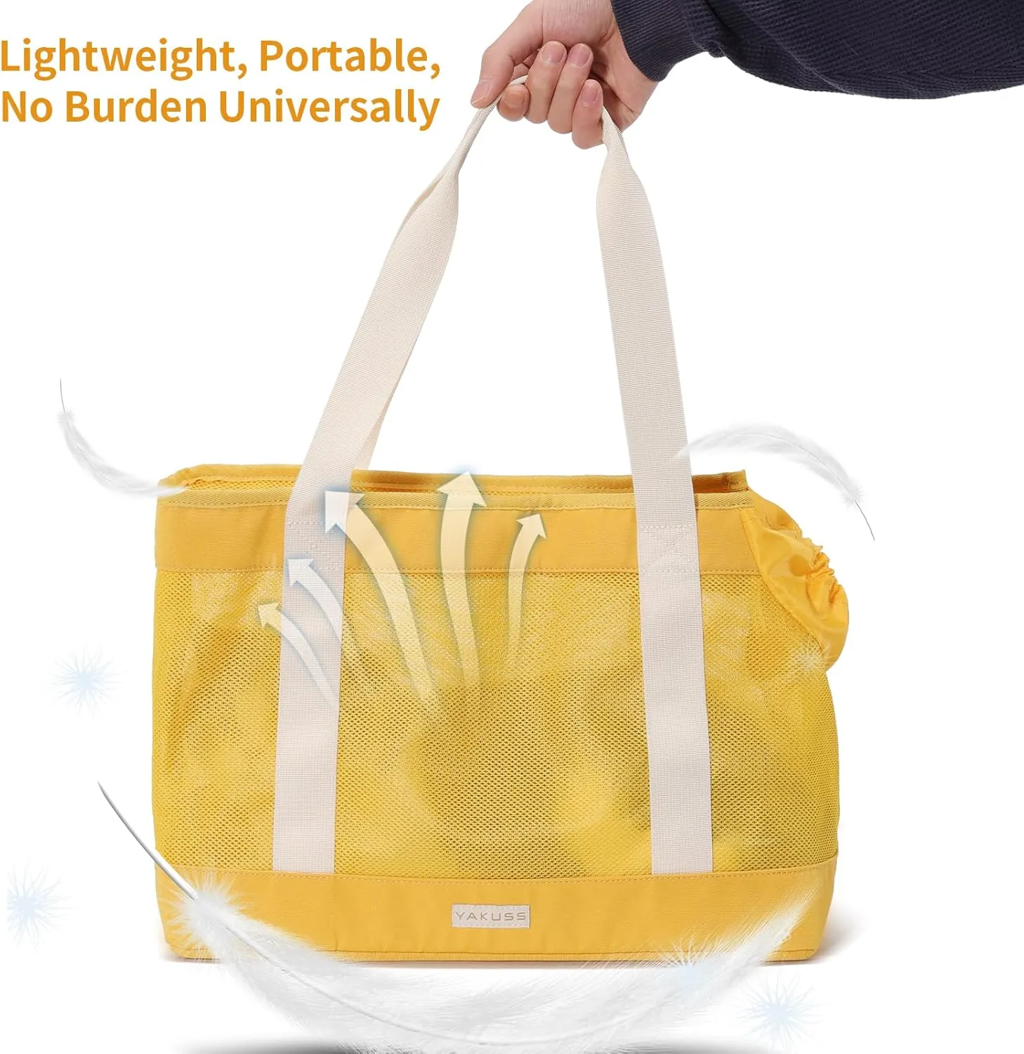 Yakuss Cat Carrier Tote Bag for Small Dog with Locking Safety Zippers Adjustable Side Opening Collapsible Portable Lightweight Travel Puppy Carrier, Small Dog Soft Sided