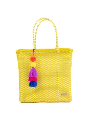 Yellow and White Checker Jumbo Tote
