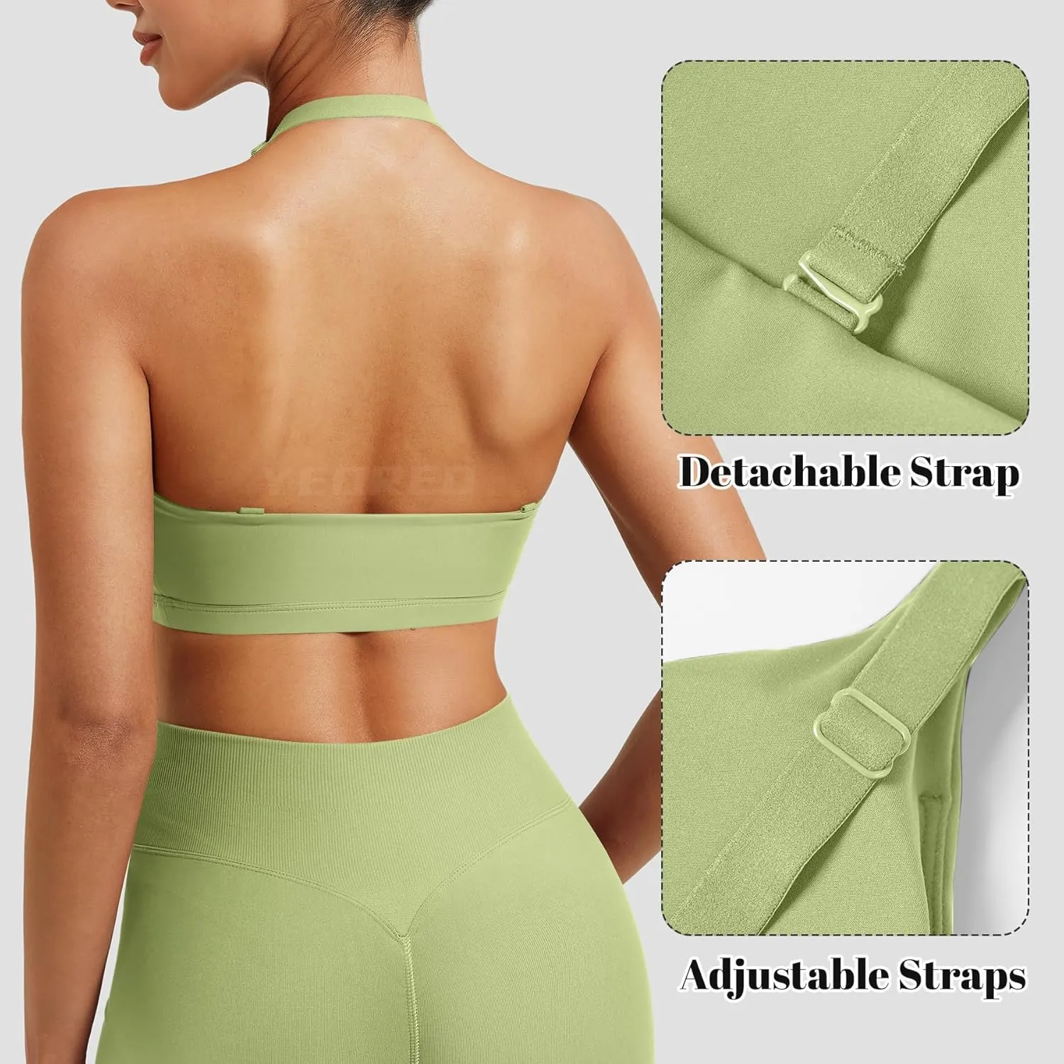 YEOREO Sports Bras for Women Open Back Workout Gym Bra Padded Medium Impact Yoga Tops with Ajustable Back Straps