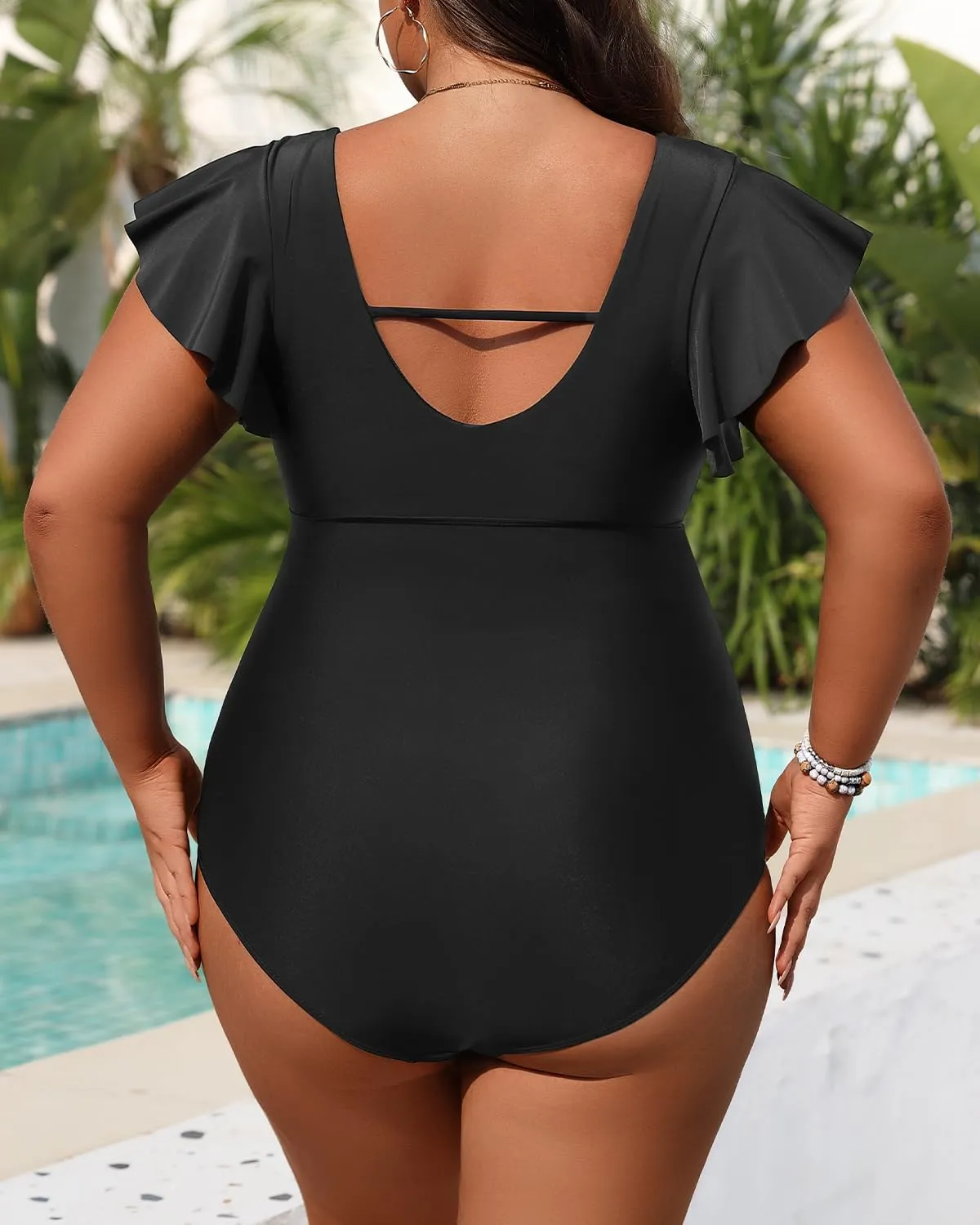 Yonique Plus Size Swimsuits for Women One Piece Tummy Control Bathing Suits Ruffle Swimwear