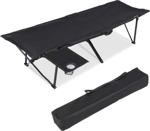 YSSOA Folding Camping Cot for Adults, Portable and Lightweight Camping Bed with Storage Bag for Outdoor Traveling, Hiking, Easy to Set up,75x25x16 Inch,Black