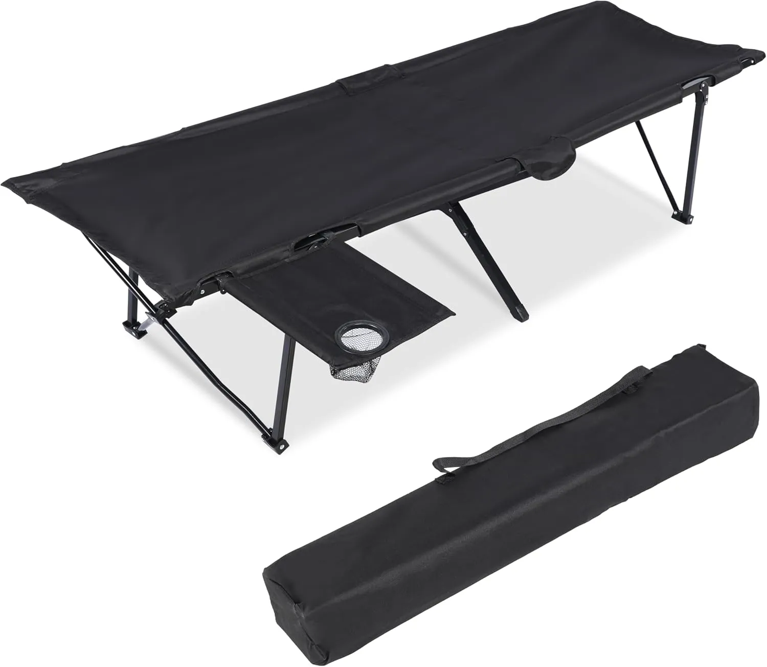 YSSOA Folding Camping Cot for Adults, Portable and Lightweight Camping Bed with Storage Bag for Outdoor Traveling, Hiking, Easy to Set up,75x25x16 Inch,Black