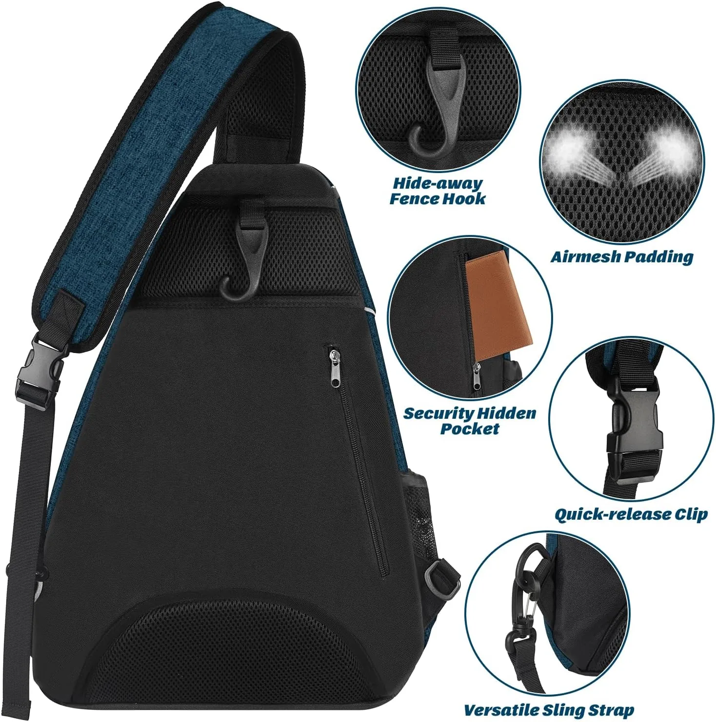 Ytonet Tennis Bag, Tennis Sling Backpack Crossbody Water Resistant for Men Women, Compatible for Pickleball Badminton Rackets