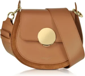 Yucca Shoulder Bag, Suede and Calf Leather, 7.9 x 6.7 x 2.4 inches