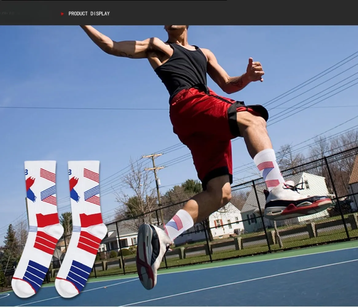 YWSLRC 5 Pairs Men's Athletic Crew Socks Performance Thick Cushioned Sport Basketball Running Training Compression Sock