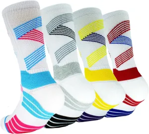 YWSLRC 5 Pairs Men's Athletic Crew Socks Performance Thick Cushioned Sport Basketball Running Training Compression Sock