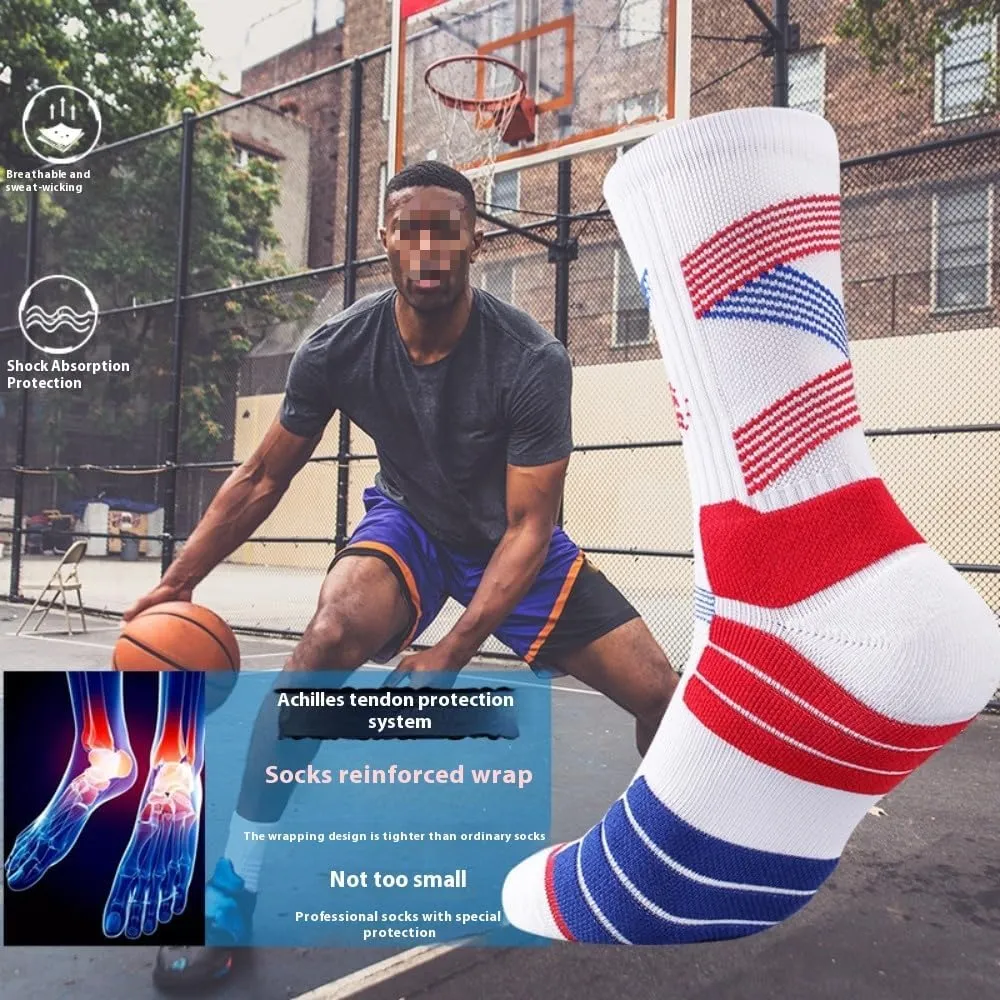 YWSLRC 5 Pairs Men's Athletic Crew Socks Performance Thick Cushioned Sport Basketball Running Training Compression Sock