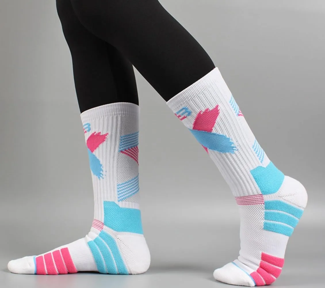 YWSLRC 5 Pairs Men's Athletic Crew Socks Performance Thick Cushioned Sport Basketball Running Training Compression Sock