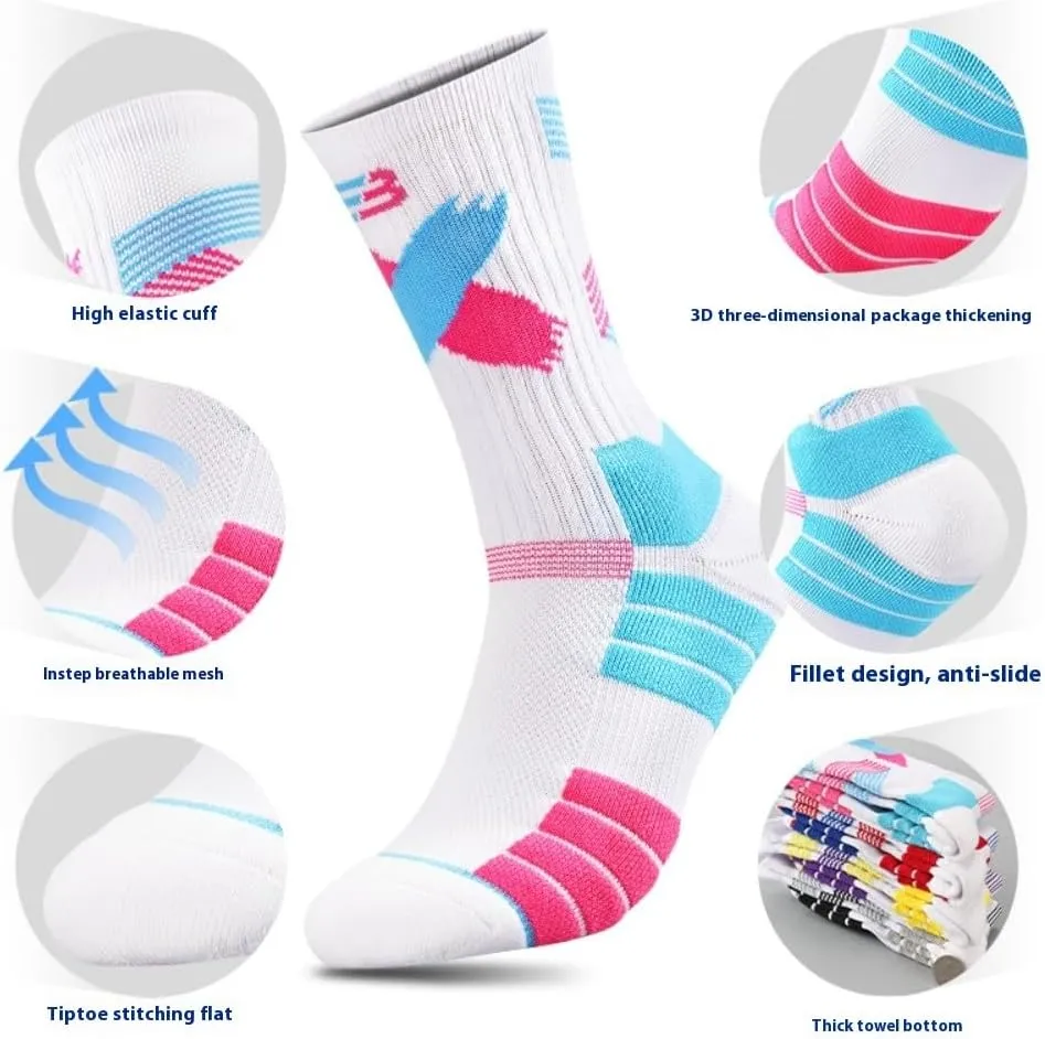YWSLRC 5 Pairs Men's Athletic Crew Socks Performance Thick Cushioned Sport Basketball Running Training Compression Sock