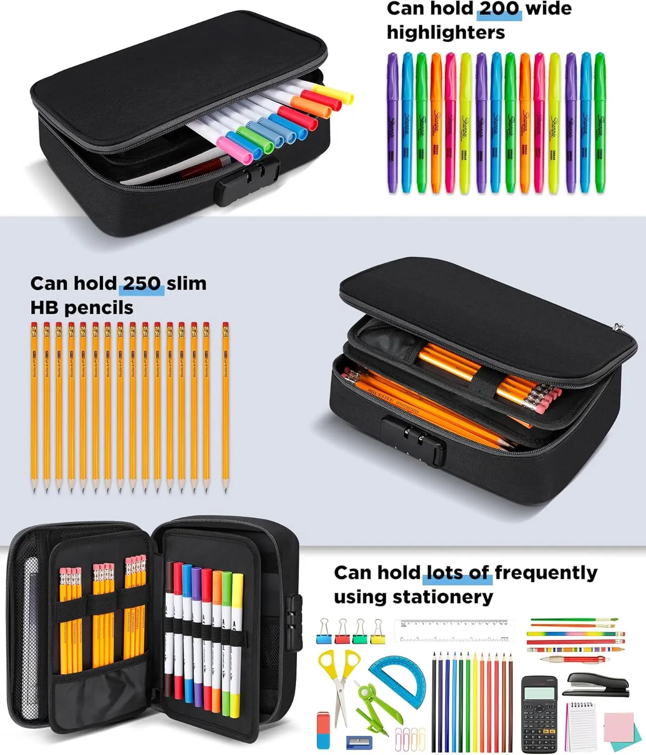 Zannaki Big Capacity Storage Pouch Marker Pen Pencil Case Simple Stationery Bag Box Art Tool & Sketch Storage Boxes for Bullet Journal Middle High School Office College Student Girl Women Adult Teen
