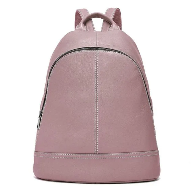 Zency 100% Genuine Leather Fashion Women Backpack Preppy Style Girl's Schoolbag Black Holiday Knapsack Lady Casual Travel Bag