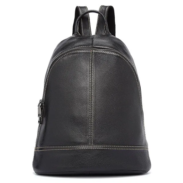 Zency 100% Genuine Leather Fashion Women Backpack Preppy Style Girl's Schoolbag Black Holiday Knapsack Lady Casual Travel Bag
