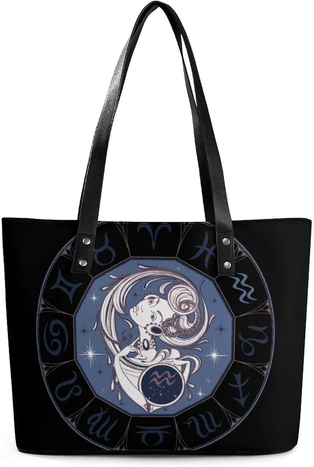 Zodiac Sign Taurus Hobo Handbags With Zipper Large Capacity Satchel Tote Bag Shoulder Bag