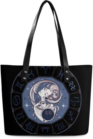 Zodiac Sign Taurus Hobo Handbags With Zipper Large Capacity Satchel Tote Bag Shoulder Bag