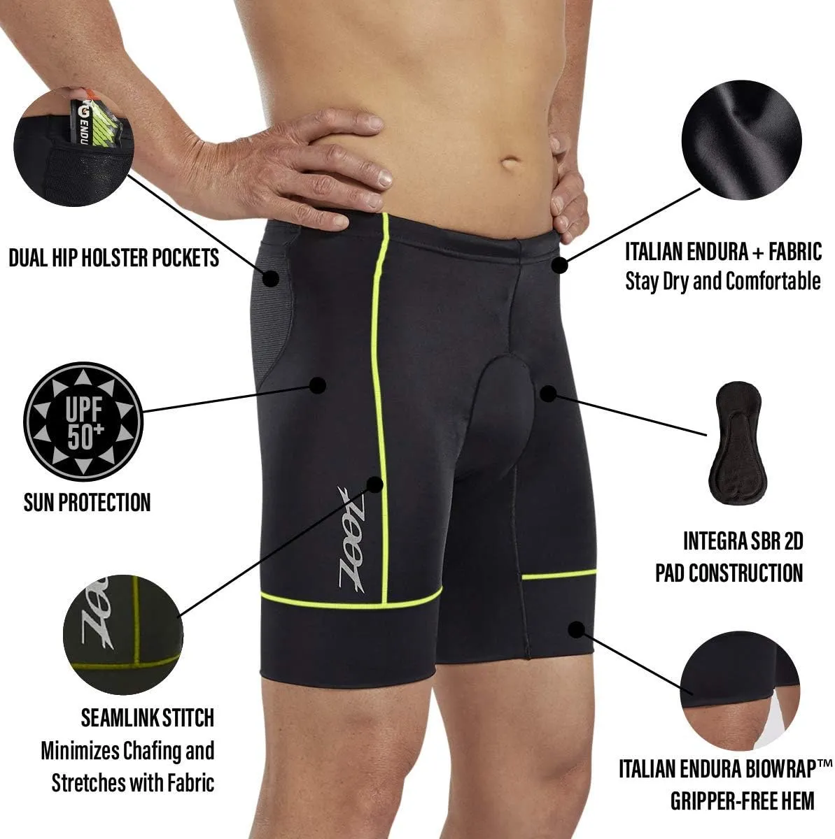 Zoot Men’s Core 9-Inch Tri Shorts, Quick Dry Performance Triathlon Shorts with Cycling Chamois Pad, Pockets & UPF 50  Fabric