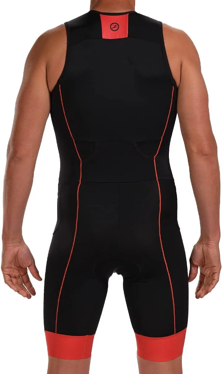 Zoot Men’s Core Tri Tank Racesuit, Sleeveless Triathlon Suit, Swim Bike Run Chamois Pad, Pockets, UPF 50  Quick Dry Fabric