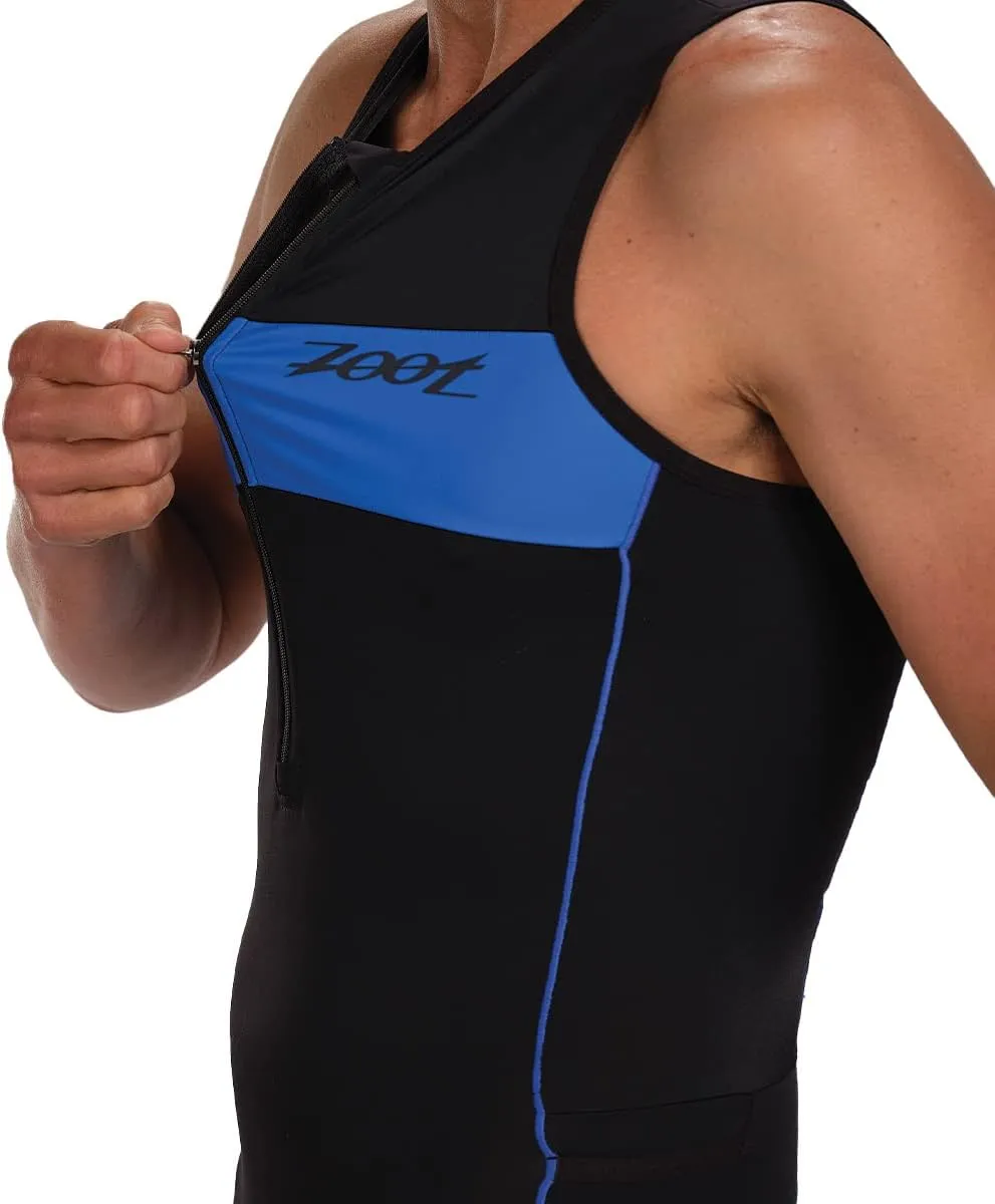 Zoot Men’s Core Tri Tank Racesuit, Sleeveless Triathlon Suit, Swim Bike Run Chamois Pad, Pockets, UPF 50  Quick Dry Fabric