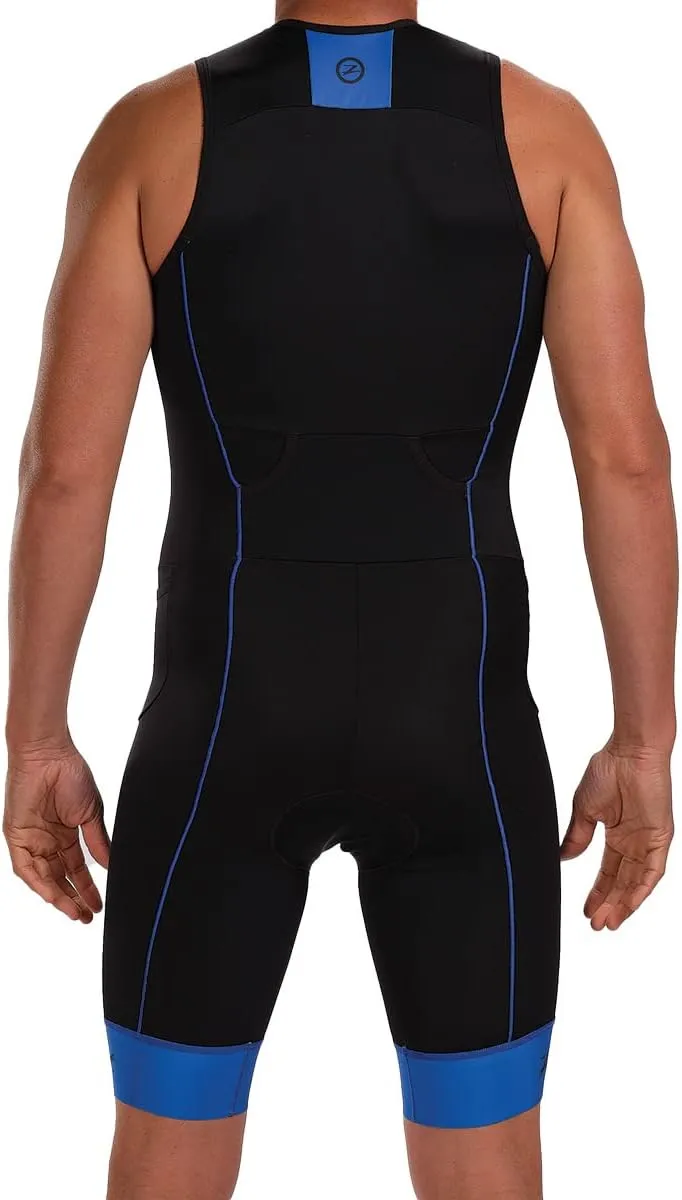 Zoot Men’s Core Tri Tank Racesuit, Sleeveless Triathlon Suit, Swim Bike Run Chamois Pad, Pockets, UPF 50  Quick Dry Fabric
