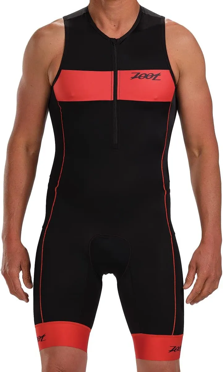 Zoot Men’s Core Tri Tank Racesuit, Sleeveless Triathlon Suit, Swim Bike Run Chamois Pad, Pockets, UPF 50  Quick Dry Fabric