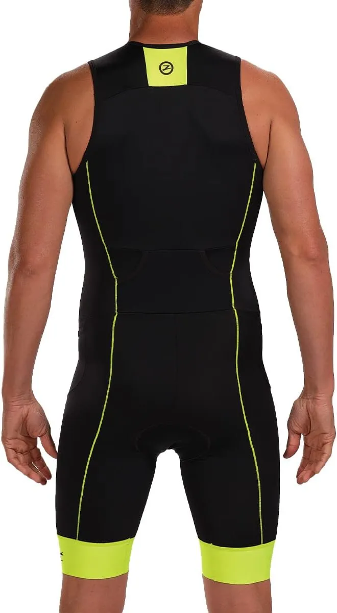Zoot Men’s Core Tri Tank Racesuit, Sleeveless Triathlon Suit, Swim Bike Run Chamois Pad, Pockets, UPF 50  Quick Dry Fabric