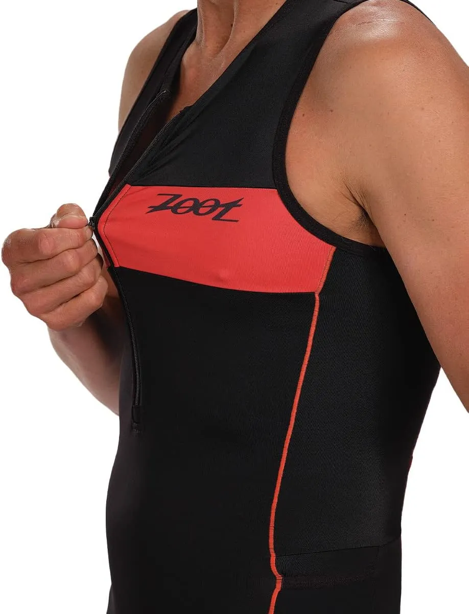 Zoot Men’s Core Tri Tank Racesuit, Sleeveless Triathlon Suit, Swim Bike Run Chamois Pad, Pockets, UPF 50  Quick Dry Fabric