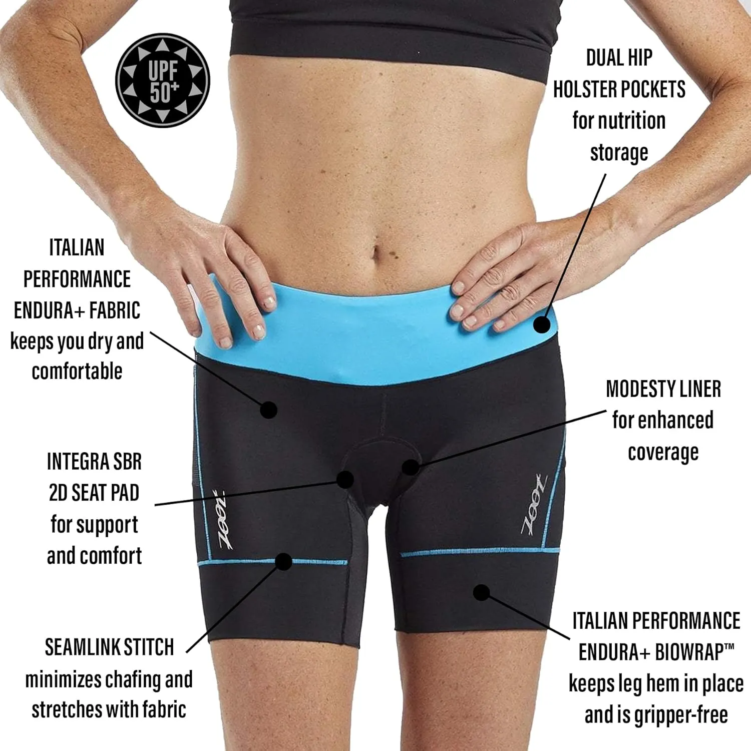 Zoot Women’s Core 6-Inch Tri Shorts, Quick Dry Performance Triathlon Short with Cycling Chamois Pad, Pockets & UPF 50  Fabric